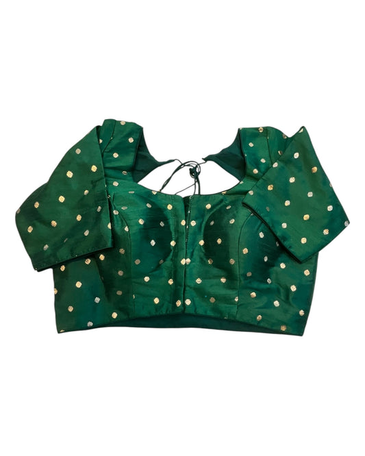 34", 38" & 42" - Bottle Green - Banarasi Brocade Saree / Lehenga Blouse -UK Stock - Quick Dispatch - X767 08Ap25