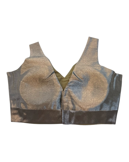 Size 38" / UK 12 - Copper Brown - Silky Saree blouse with cups, Sleeveless - UK Stock - Quick Delivery - RNK - R722A-KY