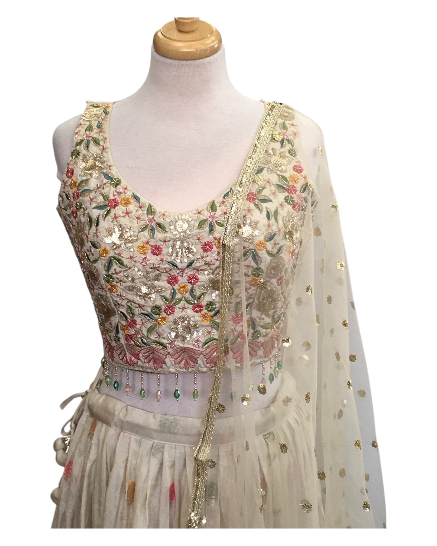 Size 12 / 38" Bust - Silky Cream - Ready Made Lehenga Set - UK Stock - 24h Dispatch - KTC241102 ? 1124