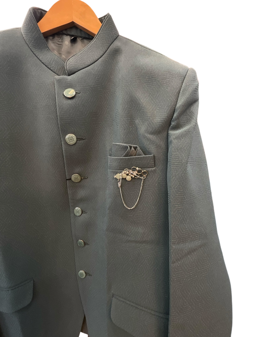 Size 42" Chest - Pastel Pista / Sea Green - PREMIUM Slim Fit Mens Jute BandhGala / Prince / Chinese Collar Jacket - Fantastic Fit - CS2604 TA