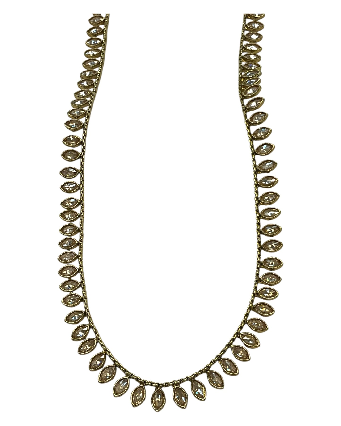 Gold Stone - Small Size Antique Gold Finish Long Necklace Set with Earrings - AE2509 C 0525