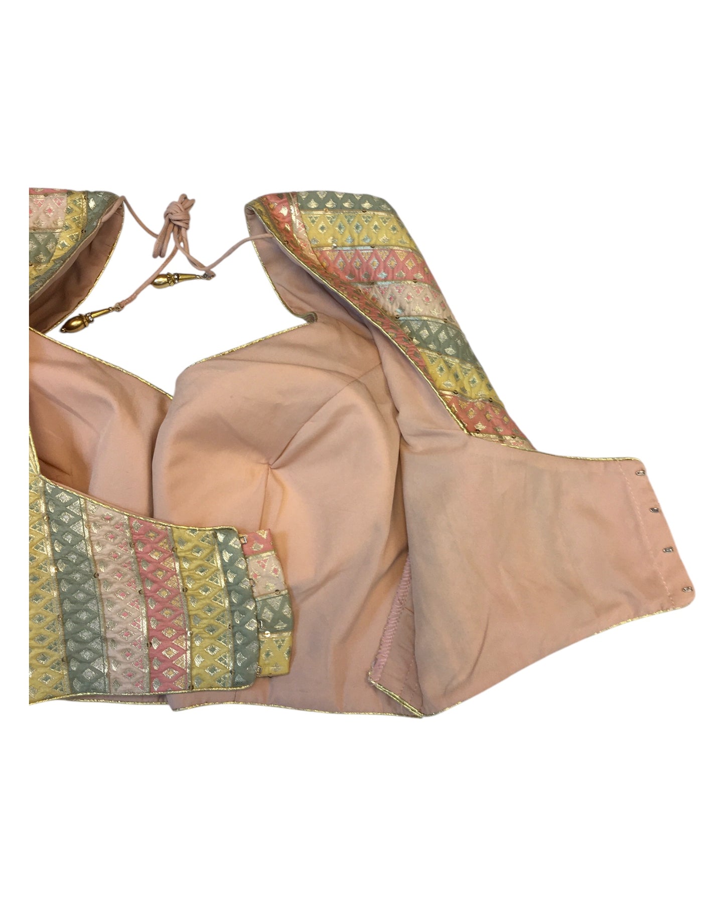 36" Bust (UK 10) Pastel Multi Coloured - Banarasi Brocade Saree / Lehenga blouse - Can be let out to size 12 - VFJ217 01KY25