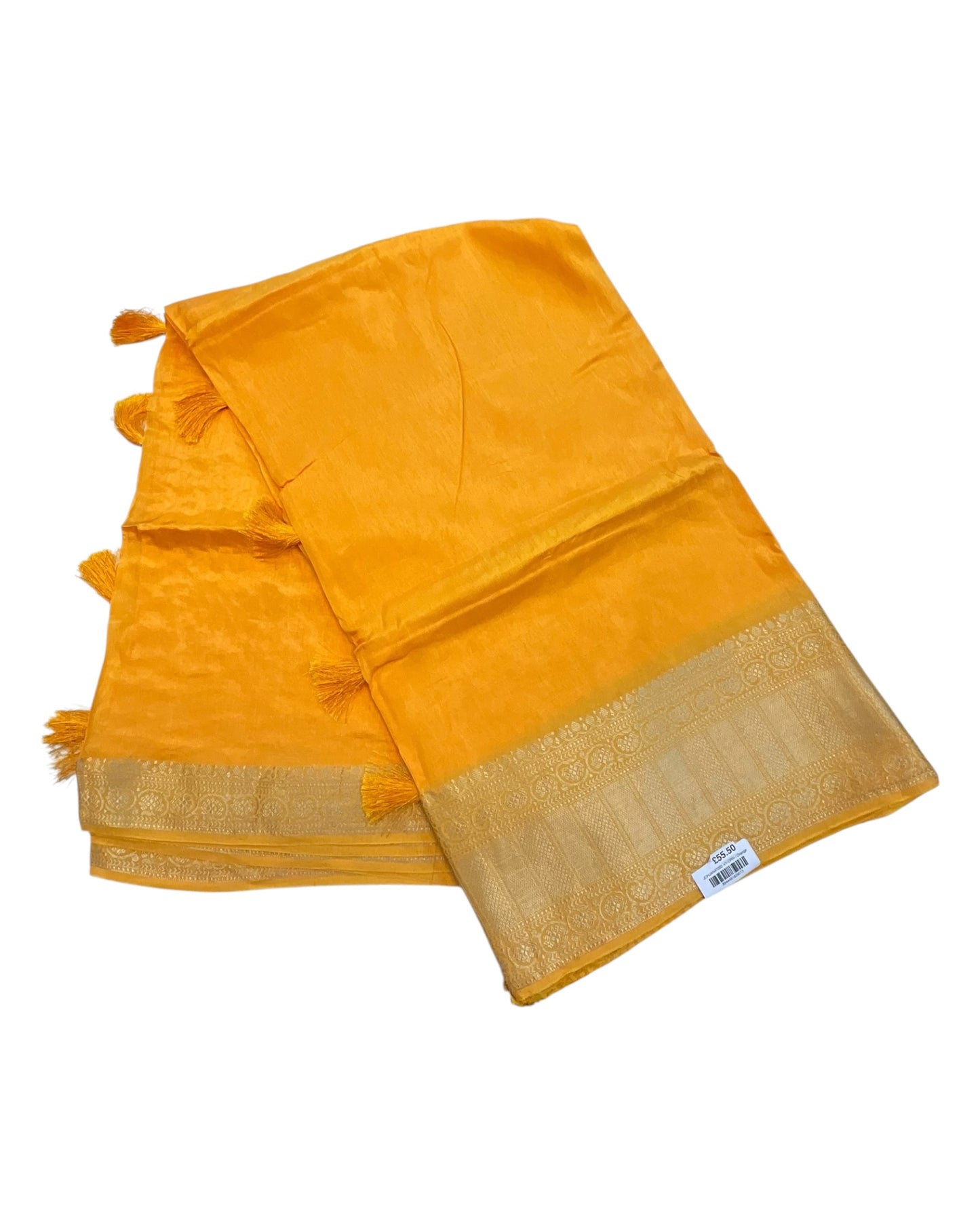 Orange - Handloom - Banarasi Crepe Saree with Blouse Piece - JOHJAN47002 10VY25