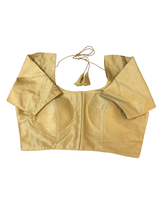 Gold - Plain Dupion Silk Saree blouse with cups, Short Sleeves- 40", 42" and 44" - 24RNK10 C170A-P