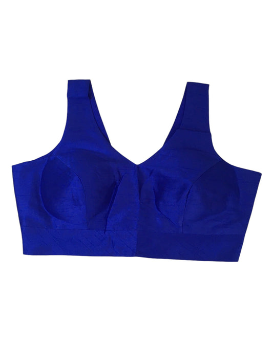 Royal Blue - Silky Saree blouse with cups, Sleeveless - 42" - UK Stock - Quick Delivery - RNK - R722A-KY