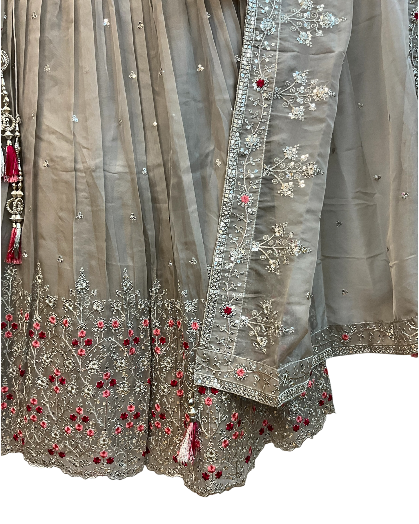 SALE ! Size UK 12 (38") Light Grey - Lehenga Set - Mehndi / Sangeet / Bridesmaids / Weddings / Garba - UK Stock - 24h Dispatch - OC42076 PA26