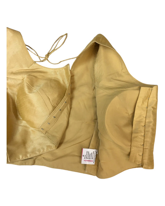 Gold - Plain Dupion Silk Saree blouse with cups, Short Sleeves- 40", 42" and 44" - 24RNK10 C170A-P
