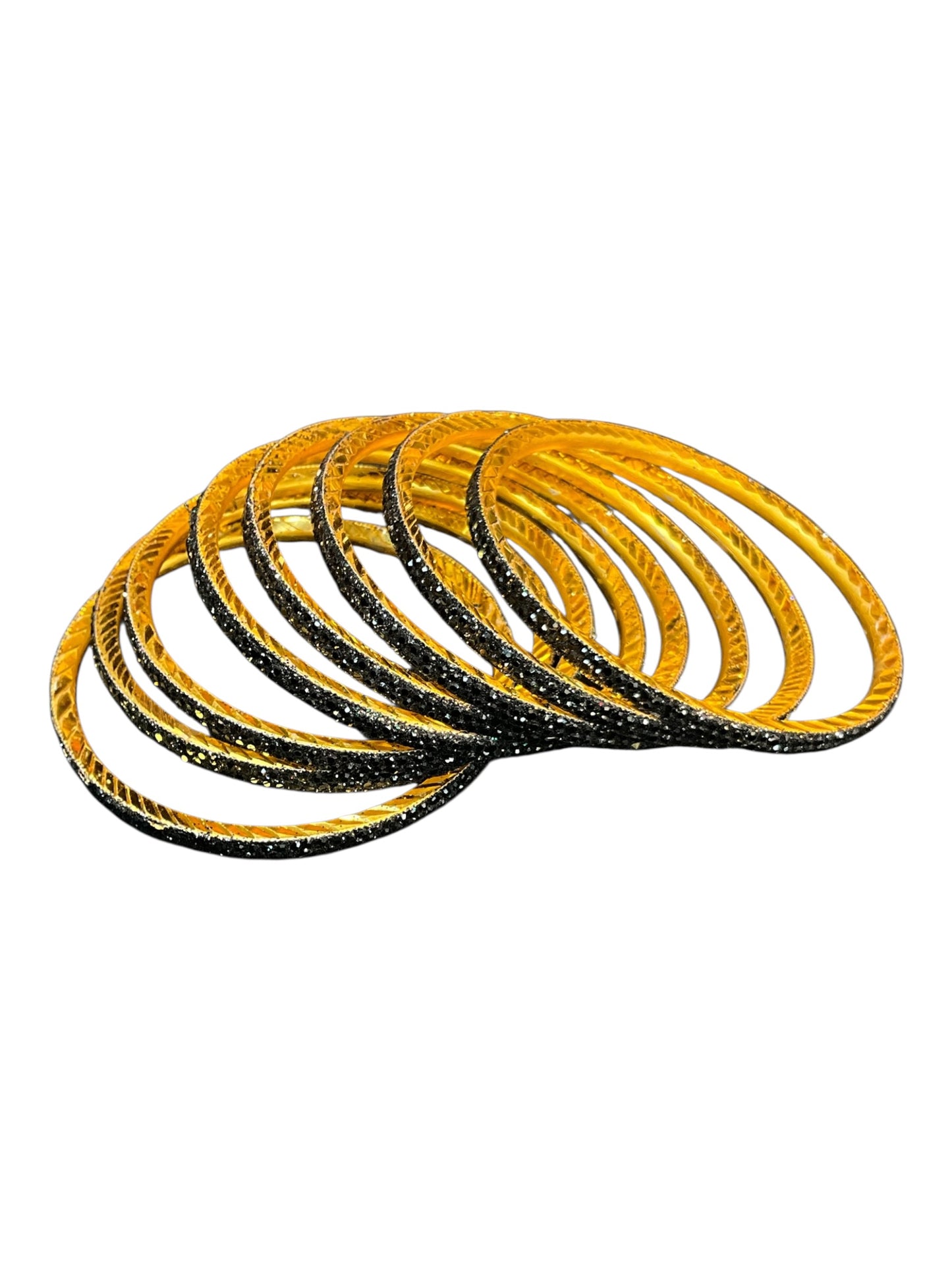 Black - Set of 8 Stone Bangles - M to XXL - HAN2601 07Ka26
