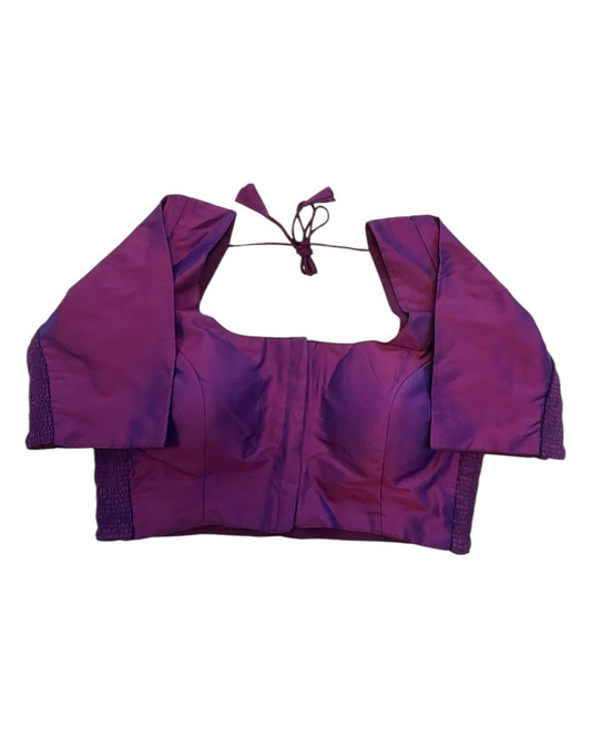 Wine - HYBRID Silky Saree blouse - With Elastic on both side for Great fit - Size 36",38", 40" S M L - VAM1216 Ap