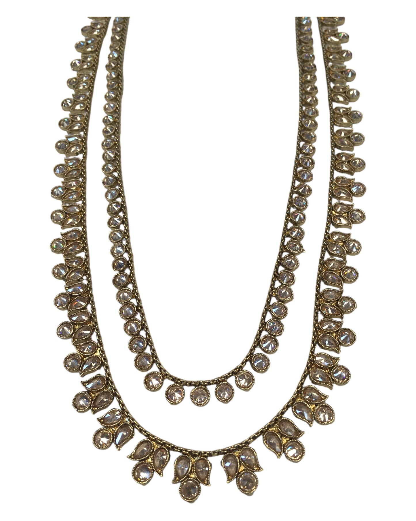Antique Gold & Stones - Antique Gold Finish Long Necklace set - Bollywood - Weddings - AE2420 11VK24