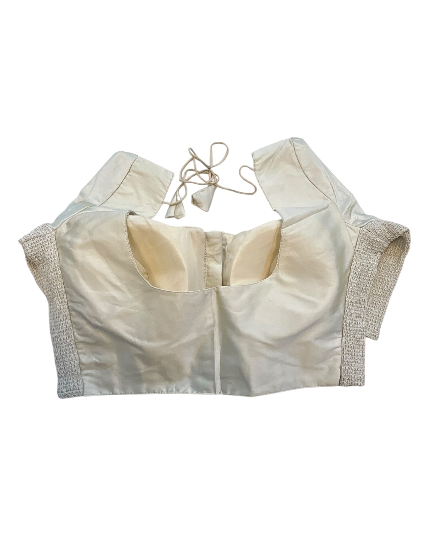 Cream - HYBRID Silky Saree blouse - With Elastic on both side for Great fit - Size 36",38", 40" S M L - VAM1216 Ap