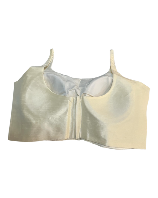 40" / UK 14 - Cream - Silky Designer Saree blouse with cups, Sleeveless - UK Stock - Quick Delivery - RNK - R651-H