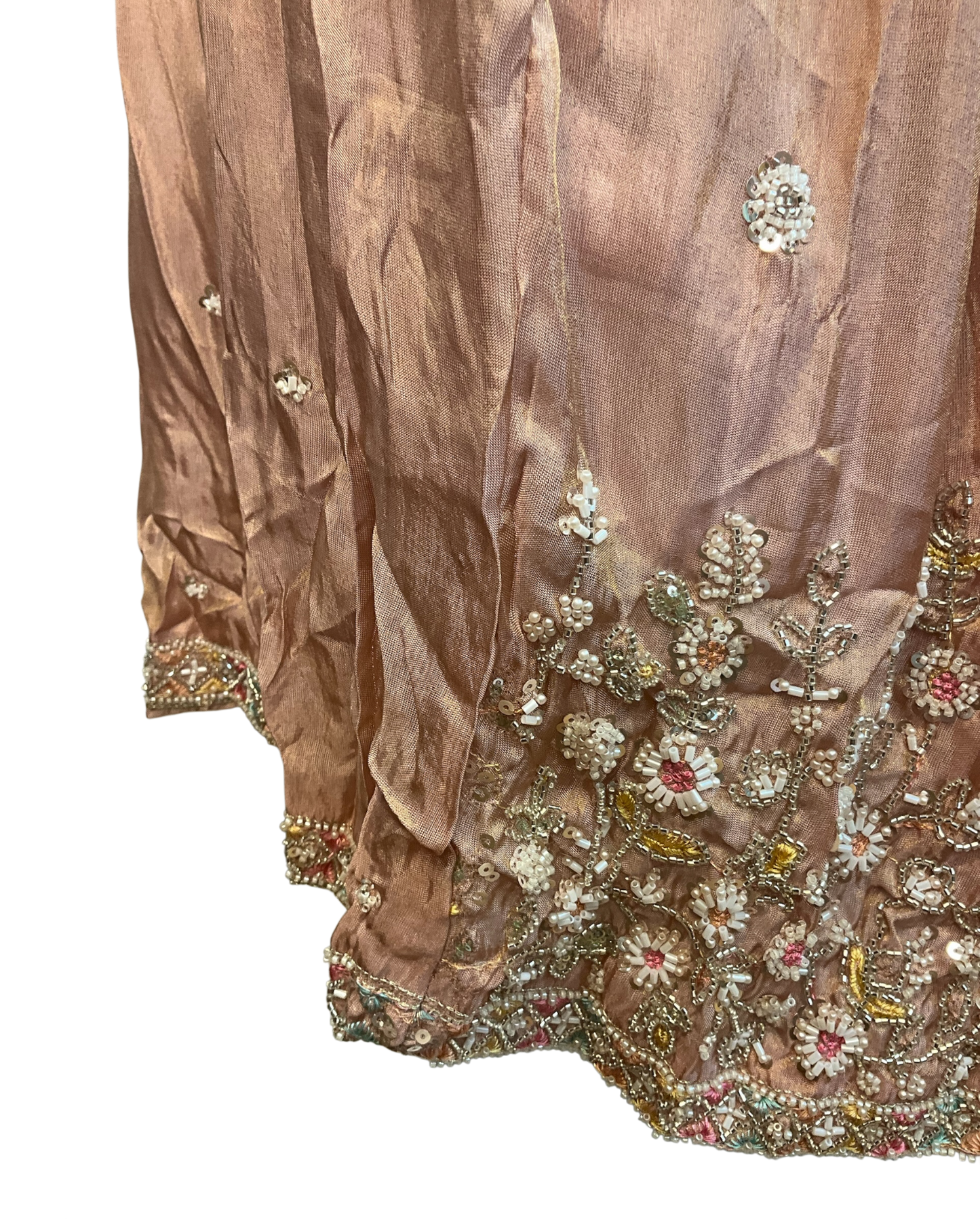 Size UK 10 (36" Bust) Adjustable to Size 12 - Pastel Coral Pink / Peach - Silky Lehenga Set - Mehndi / Sangeet / Bridesmaids / Weddings / Garba - UK Stock - 24h Dispatch - KM557 07TP26