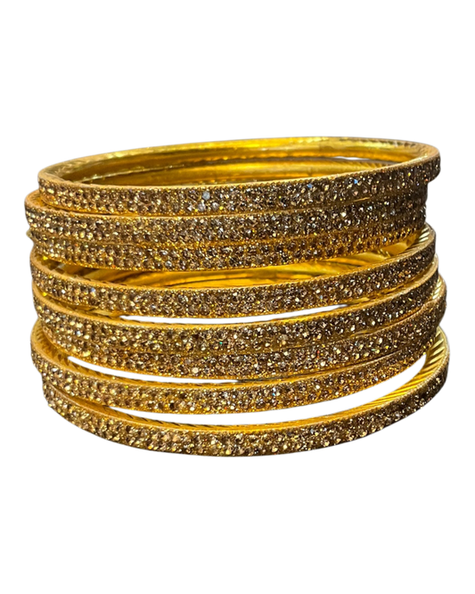 Dark / Antique Gold Finish - Set of 8 Stone Bangles - M to XXL - HAN2601 07Ka26