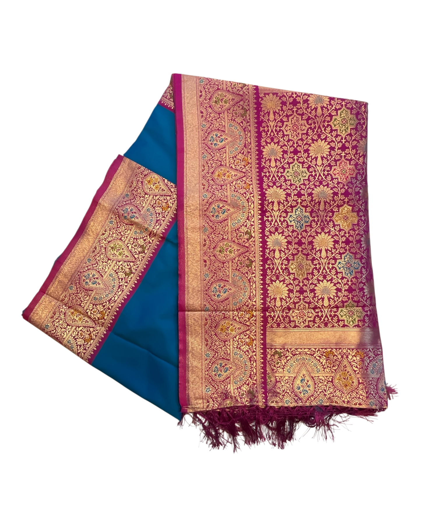 Turquoise Blue - Traditional Silky Handloom Banarasi Saree with Blouse Piece - 12KH25 RP393