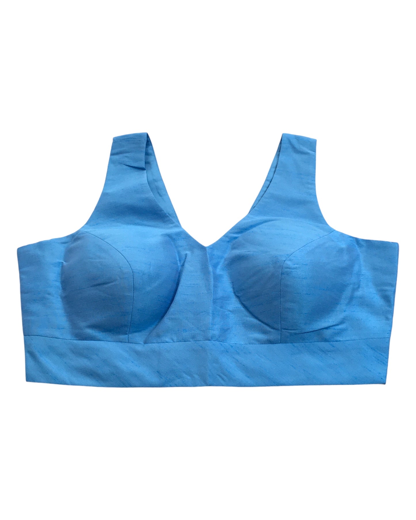 Light Blue - Silky Saree blouse with cups, Sleeveless - 42" - UK Stock - Quick Delivery - RNK - R722A-KY
