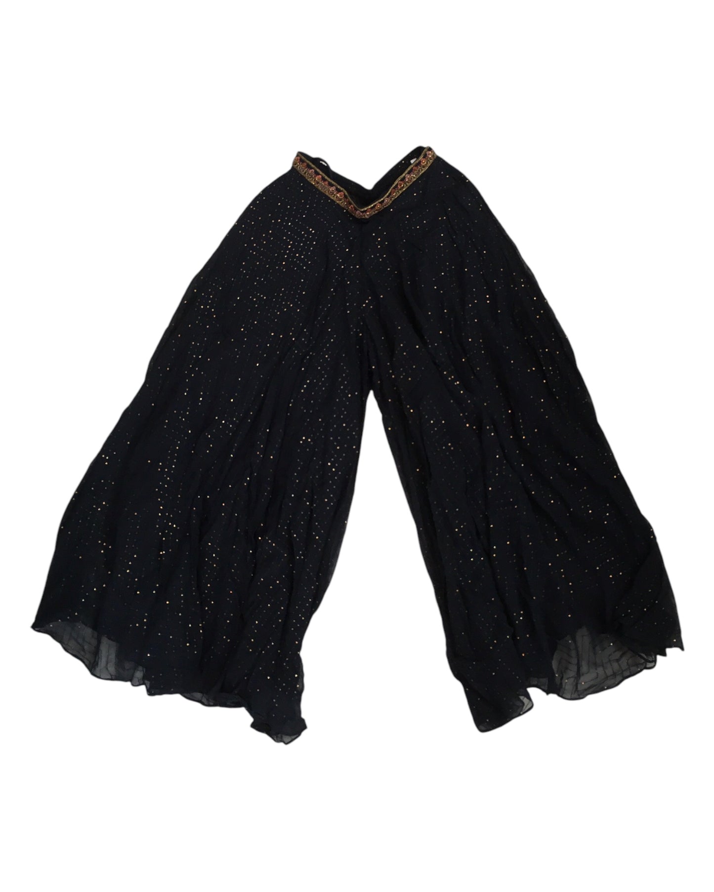 Black - Designer Ladies Short Strap Top Palazzo Trousers Suit - Size 10 (36") - VMK ASIN CT