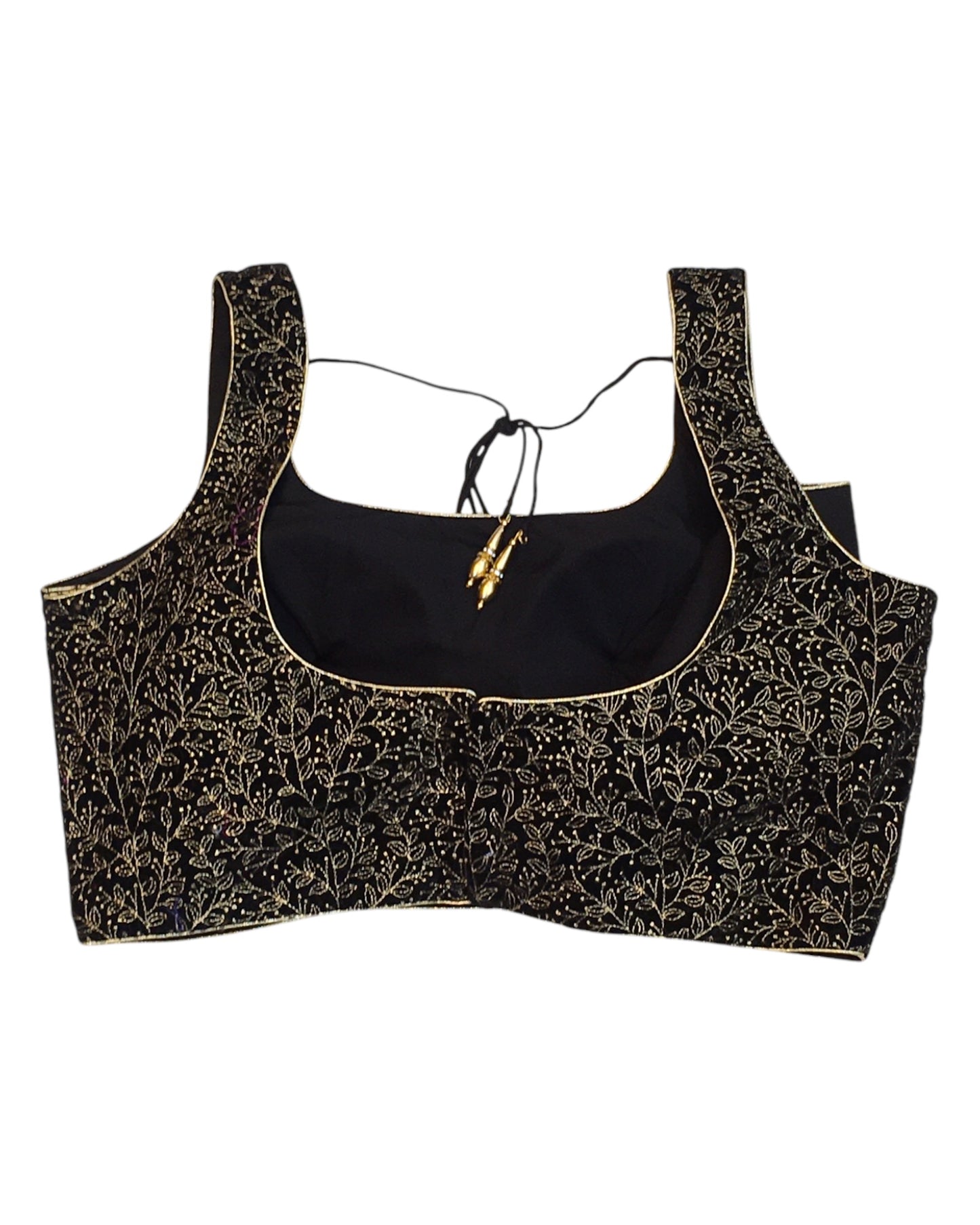 Black - Velvet Embroidered Saree / Lehenga Blouse - 42" Bust (UK 16) Can be let out to size 18 - X952 01KT25
