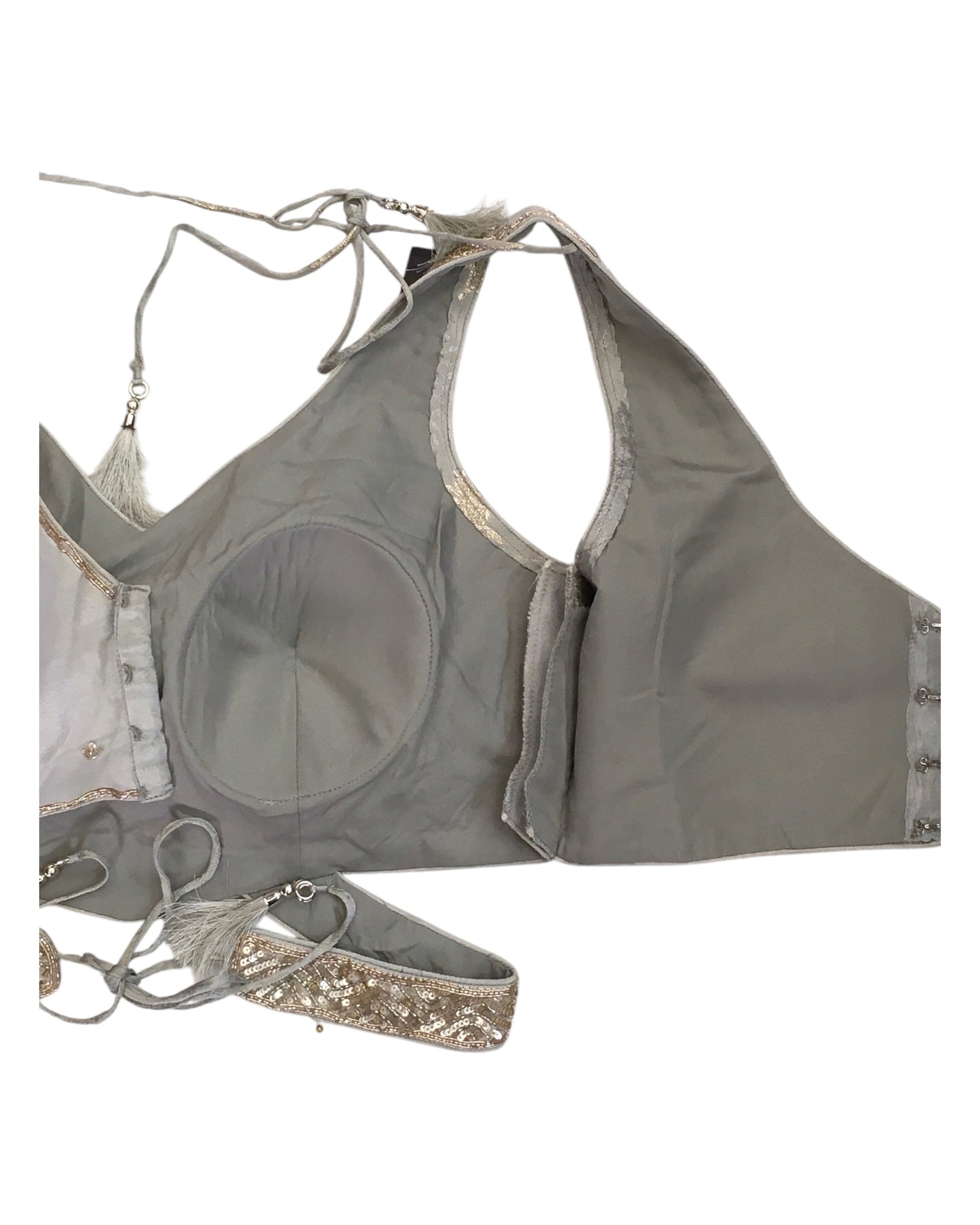 Silver Grey - Designer Ladies Short Top Palazzo Trousers Suit - Size 12 (38") - VMK KIA RR