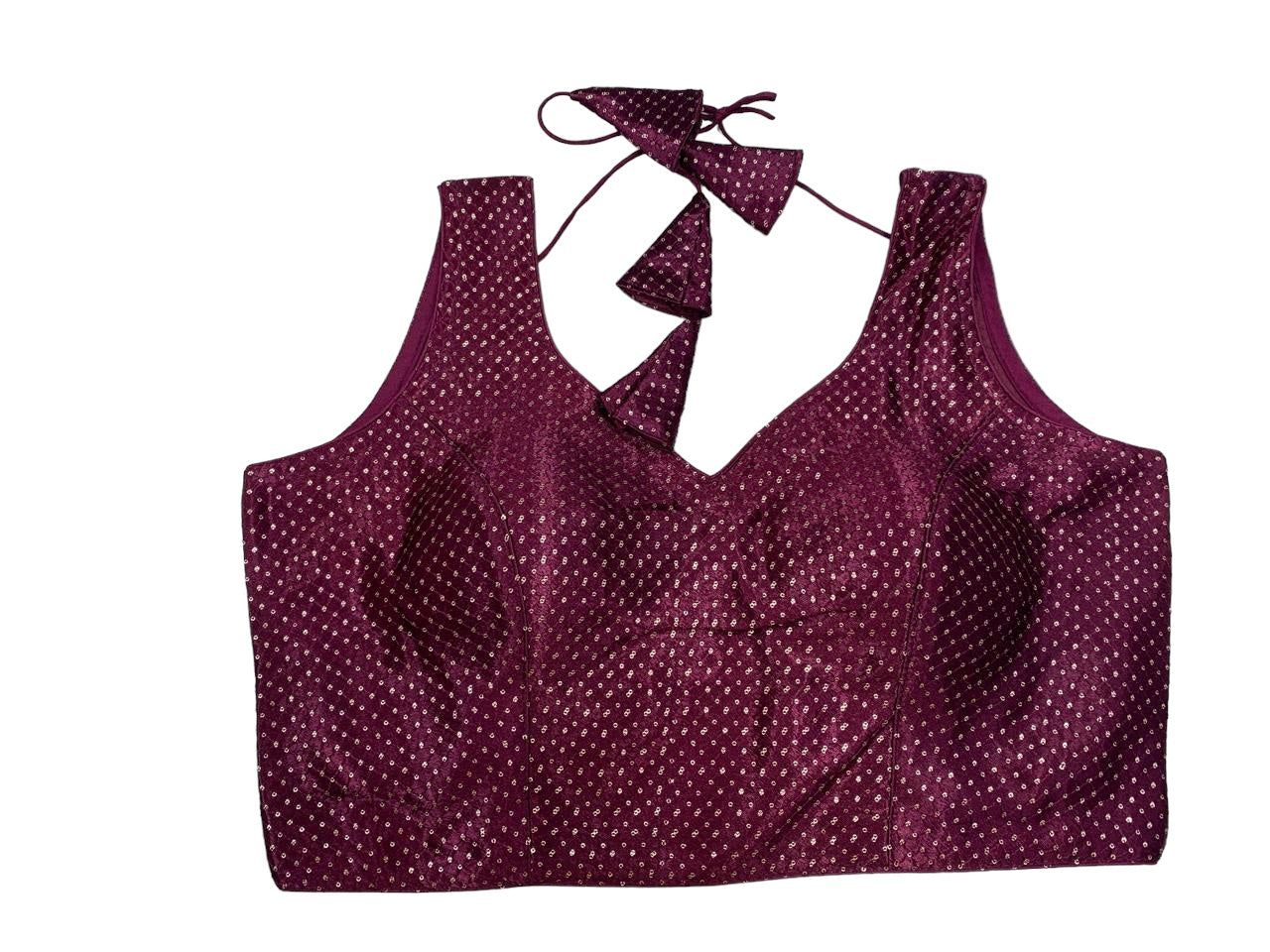 Wine - Gaji Sequins Silky Saree / Lehenga blouse - 38" Bust (UK 12) Can be let out to size 16 - AF2407 KY 0324