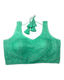 Sea Green - Fully Embroidered V neck Saree / Lehenga blouse - With Cups - Margin to loosen - UK Stock - AF2344 H 0923