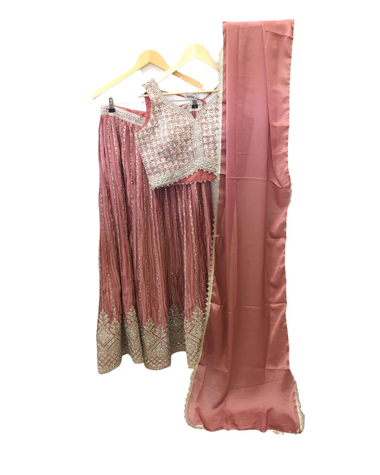 Coral - Ready Made Lehenga Set - Size 12 - 38"(Loosen up to 14) ) UK Stock - 24h Dispatch - KTC24505 TK 0524