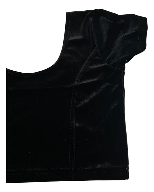 Short Sleeve Ladies Black Velvet Saree Lehenga Blouse - Magic Saree Blouse - X Small to 5XL - UK Stock V021