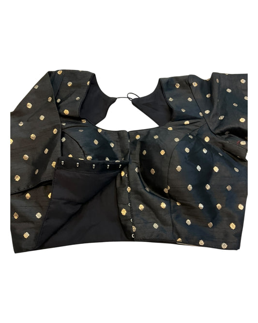 34", 38" & 42" - Black - Banarasi Brocade Saree / Lehenga Blouse -UK Stock - Quick Dispatch - X767 08Ap25