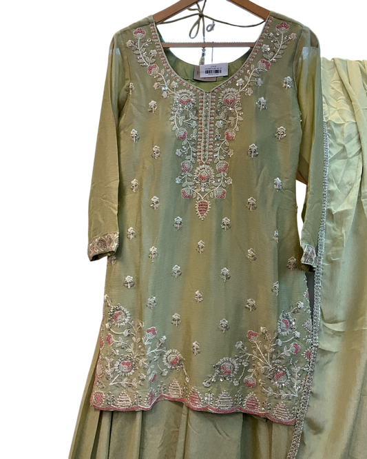 UK 20 / 46" - Mint Green - Mid length - Ladies Sharara / Palazzo Trousers Suit - UK Stock - Sangeet / Henna / Weddings - HEL6492 TK