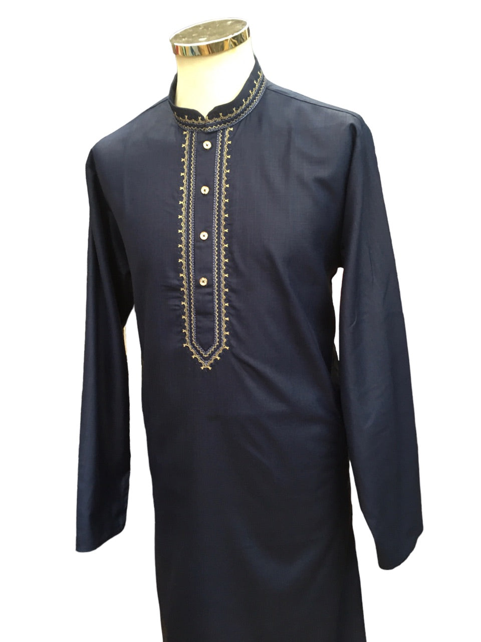 Navy Blue - Cotton Mens Kurta Set with Thread Embroidery- Sangeet Mehendi Haldi - KCS1038 KV 1123