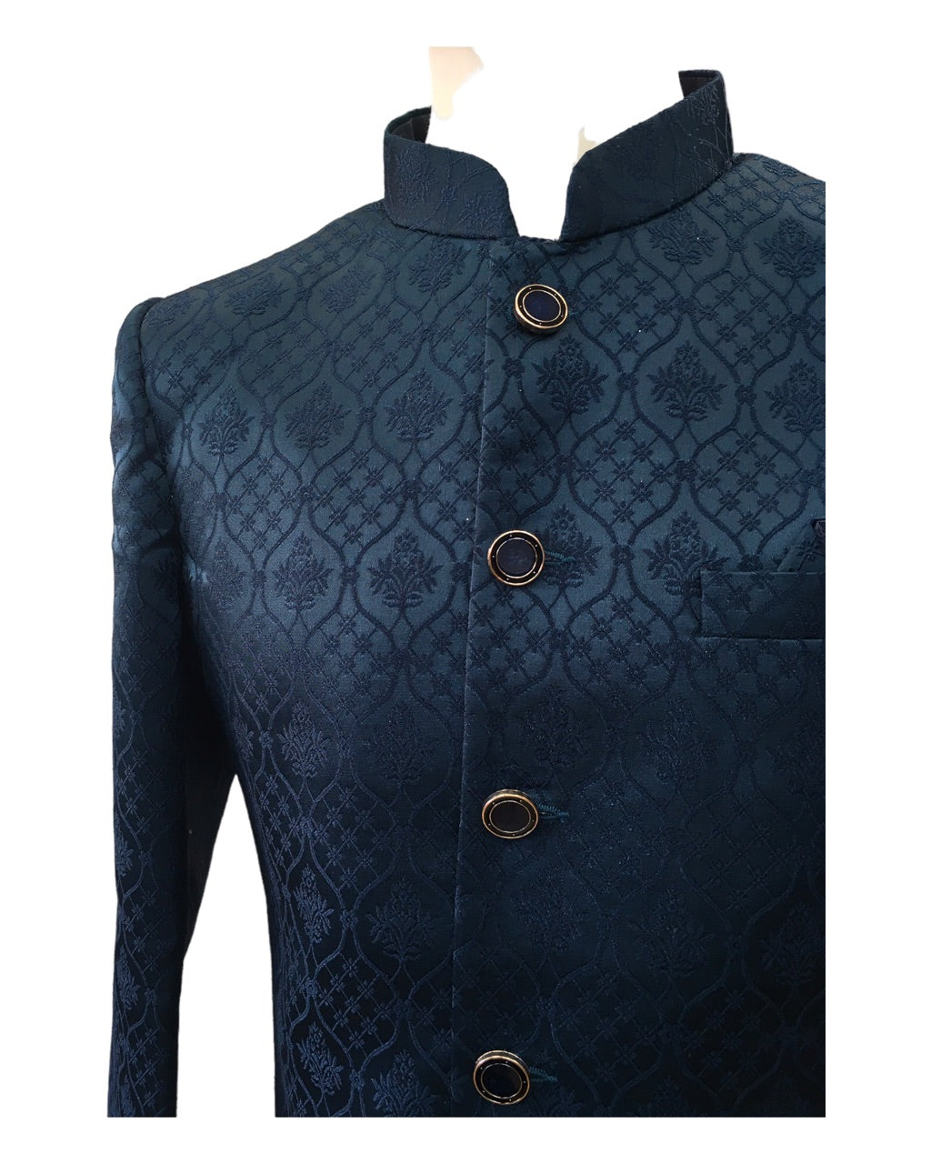 Rich Self Brocade Teal Blue Sherwani -  YD2323 PP 0923