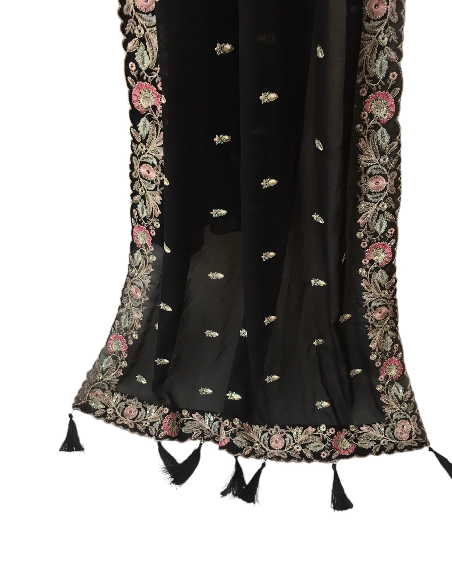 Black - Long Sleeve Blouse, Chiffon Lehenga Set - Weddings , Sangeet, Henna, Haldi - 24h Dispatch - SWA09 PY 0624