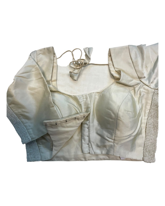 Cream - HYBRID Silky Saree blouse - With Elastic on both side for Great fit - Size 36",38", 40" S M L - VAM1216 Ap