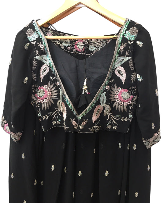 Black - Long Sleeve Blouse, Chiffon Lehenga Set - Weddings , Sangeet, Henna, Haldi - 24h Dispatch - SWA09 PY 0624