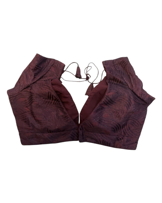 36" UK10 & 40" UK14 -Dark Maroon / Wine - Deep Neck & Back - Saree / Lehenga Blouse -UK Stock - Quick Dispatch - B246 09KP25