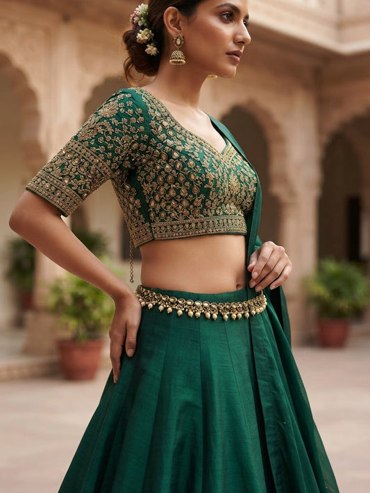 Royal Teardrop Kundan & Pearl Saree Belt (Kamarbandh) - 6BL24 10KV26