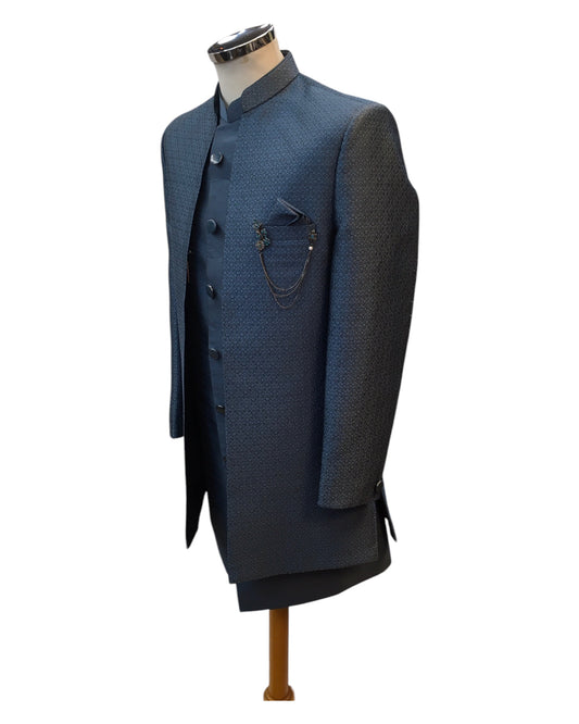 Dark Grey - PREMIUM Mens Knee Length Jacket with Long Waistcoat - Fantastic Fit - KCS6112 02PK25