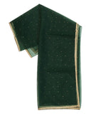 Bottle Green - Ladies Net Dupatta with Gold Lace Border & Diamante - Mix N Match - VC2501 T0125