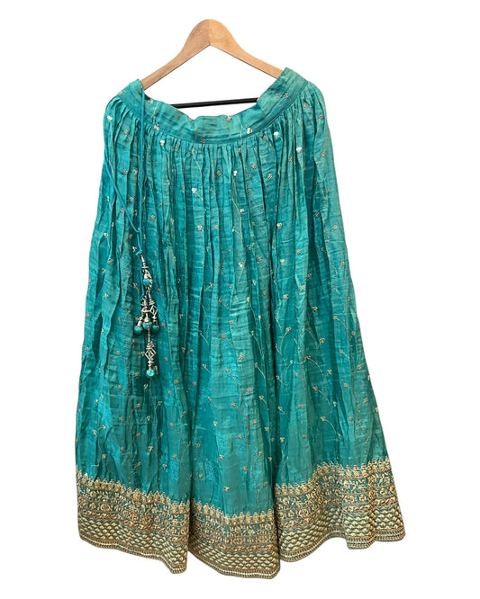 Size 12 / 38" Bust - Light Tuquoise - Ready Made Lehenga Set - UK Stock - 24h Dispatch - KTC250604 JY