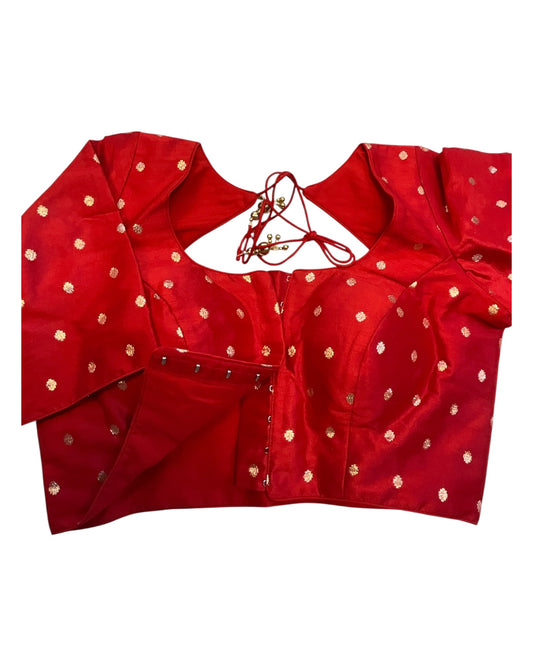 34", 38" & 42" - Red - Banarasi Brocade Saree / Lehenga Blouse -UK Stock - Quick Dispatch - X767 08Ap25