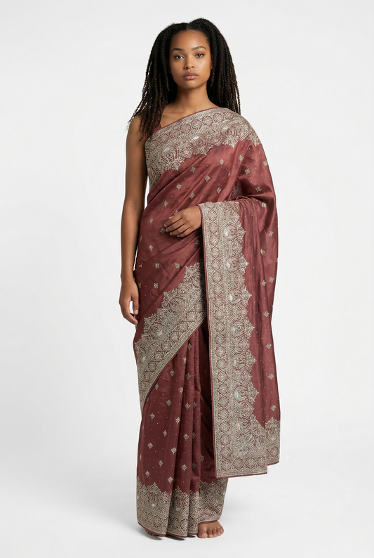 Coral - Fancy Party Saree with Blouse Piece - UK stock - 24hr Dispatch - VFU5348 03VV26