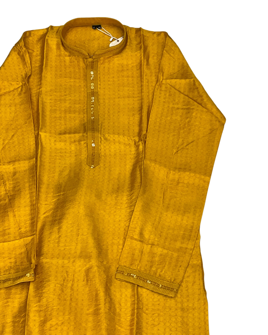 Haldi Yellow - Handloom Woven Mens Indian Kurta set with Trousers - UK Stock - Weddings / Walimas , Sangeet, Diwali, Eid, Mehndi / Henna - EM10786 05KC26
