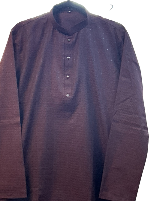 Wine - Self Brocade - Mens Indian Kurta set with Trousers - UK Stock - Weddings / Walimas , Sangeet, Diwali, Eid, Mehndi / Henna - VEE3504 09KV26
