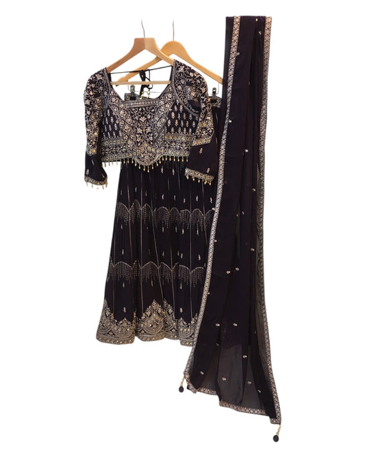 Size 12 / 38" Bust - Wine / Purple - Ready Made Lehenga Set - UK Stock - 24h Dispatch - KTC250159 TP 0125