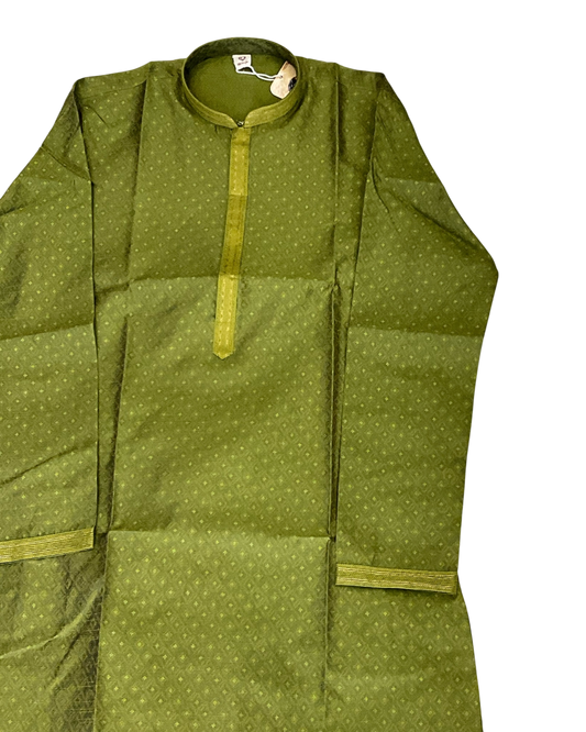 Henna Green - Handloom Woven Mens Indian Kurta set with Trousers - UK Stock - Weddings / Walimas , Sangeet, Diwali, Eid, Mehndi / Henna - EM11093 05KP26