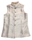 Cream - Rich Banarasi Brocade Handloom Brocade Mens Waistcoat - UK Stock- Dispatch in 24 hrs - KCS241107 KP