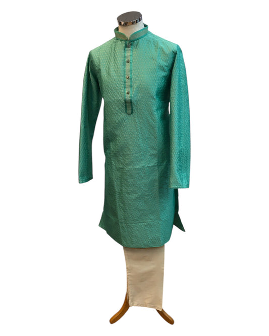 Sea Green - Fantastic Mens Indian Kurta set - Weddings / Walimas , Sangeet, Eid, Mehndi / Henna - NAD2403 08KA24