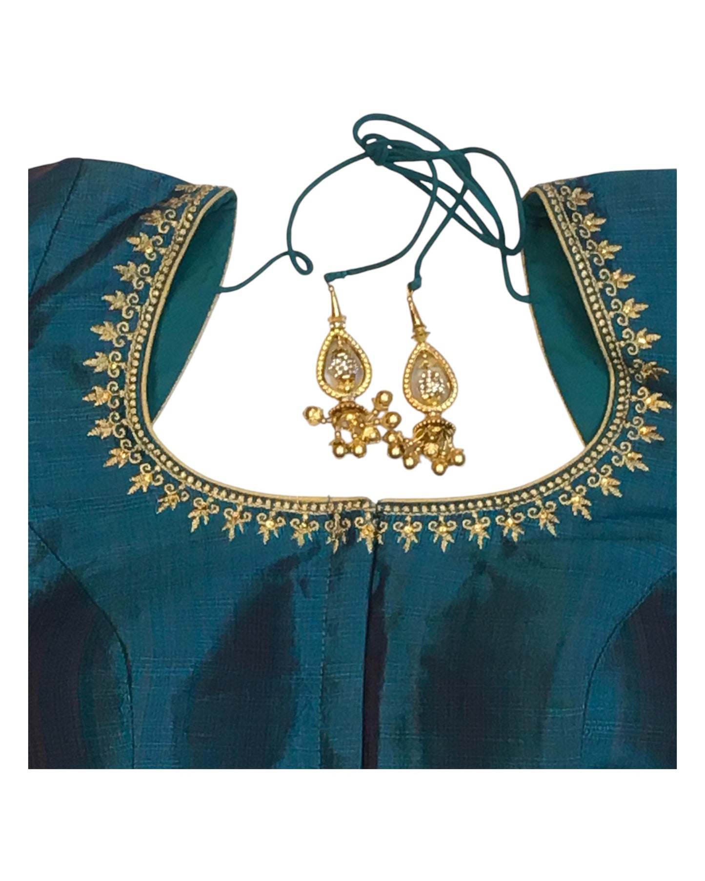 Turquoise - Dupion Silky Saree / Lehenga blouse - 42" Bust (UK 16) Can be let out to size 18 - KP272 01Hp25