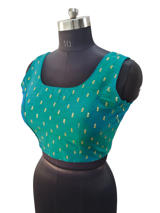 Turquoise - Dupion Silky Saree / Lehenga blouse - 38" Bust (UK 12) Can be let out to size 16 - AF2405 A 0324