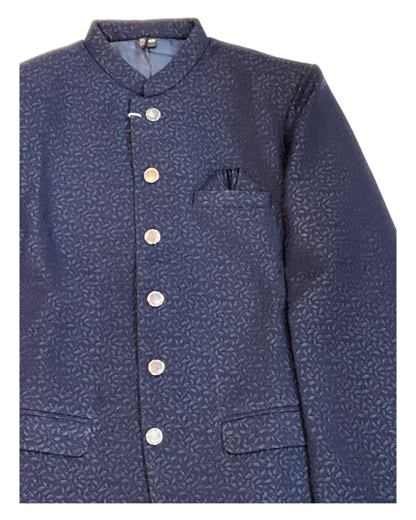 Navy Blue- PREMIUM Slim Fit Mens Self Brocade BandhGala / Prince / Chinese Collar Jacket - Fantastic Fit - VNS-JOD6097-30 10TP25